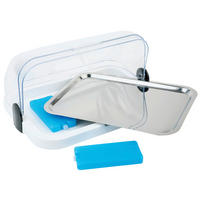 SERVIERPLATTE  - Blau/Edelstahlfarben, Basics, Kunststoff/Metall (44/32/20,5cm)