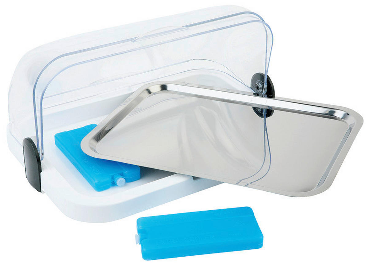 SERVIERPLATTE  - Blau/Edelstahlfarben, Basics, Kunststoff/Metall (44/32/20,5cm)