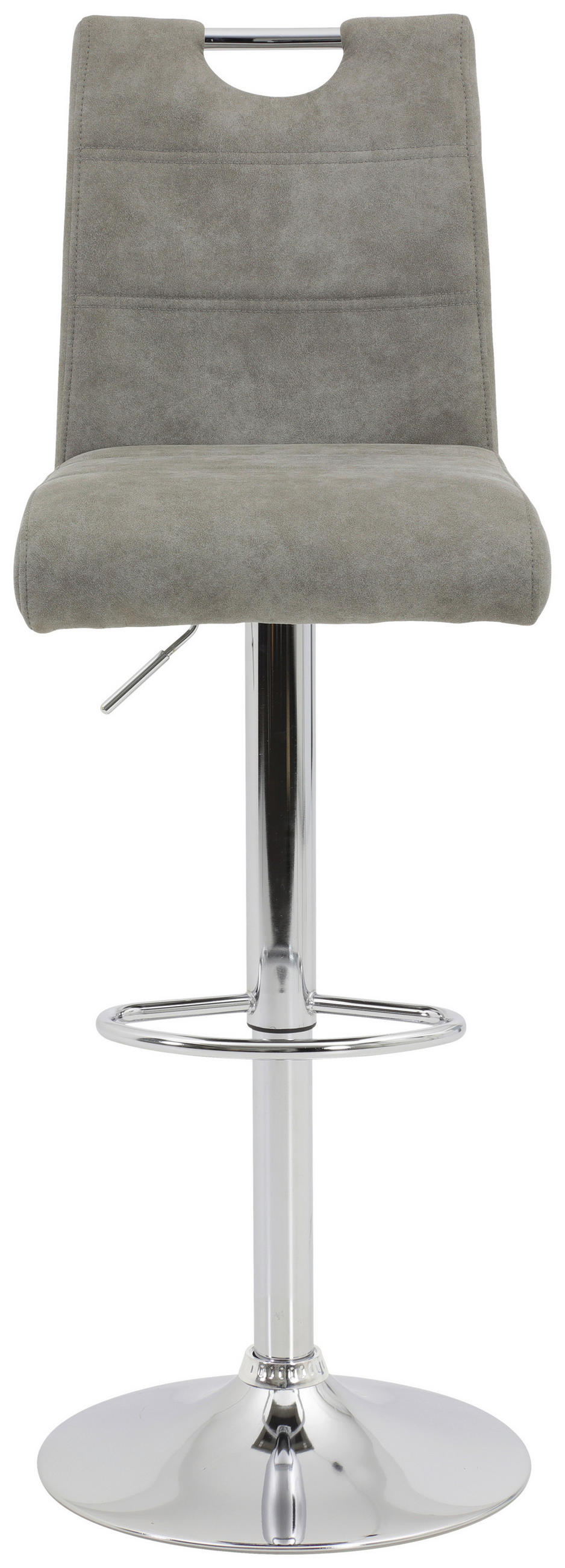 BARHOCKER Mikrofaser Grau Sitzfläche 360° drehbar, mit Griff  - Chromfarben/Grau, KONVENTIONELL, Textil/Metall (38/97-119/50cm) - Carryhome