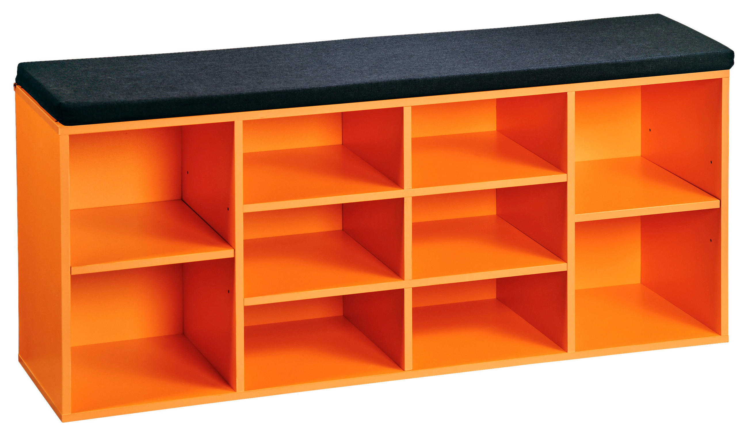 SCHUHREGAL Orange, Schwarz  - Schwarz/Orange, Basics, Holzwerkstoff/Textil (103,5/48/29,5cm) - Kesper