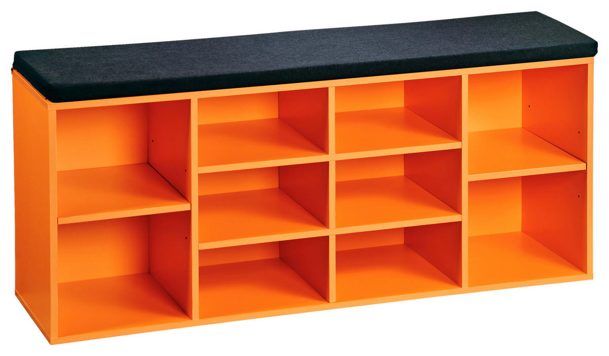 SCHUHREGAL 103,5/48/29,5 cm  - Schwarz/Orange, Basics, Holzwerkstoff/Textil (103,5/48/29,5cm) - Kesper