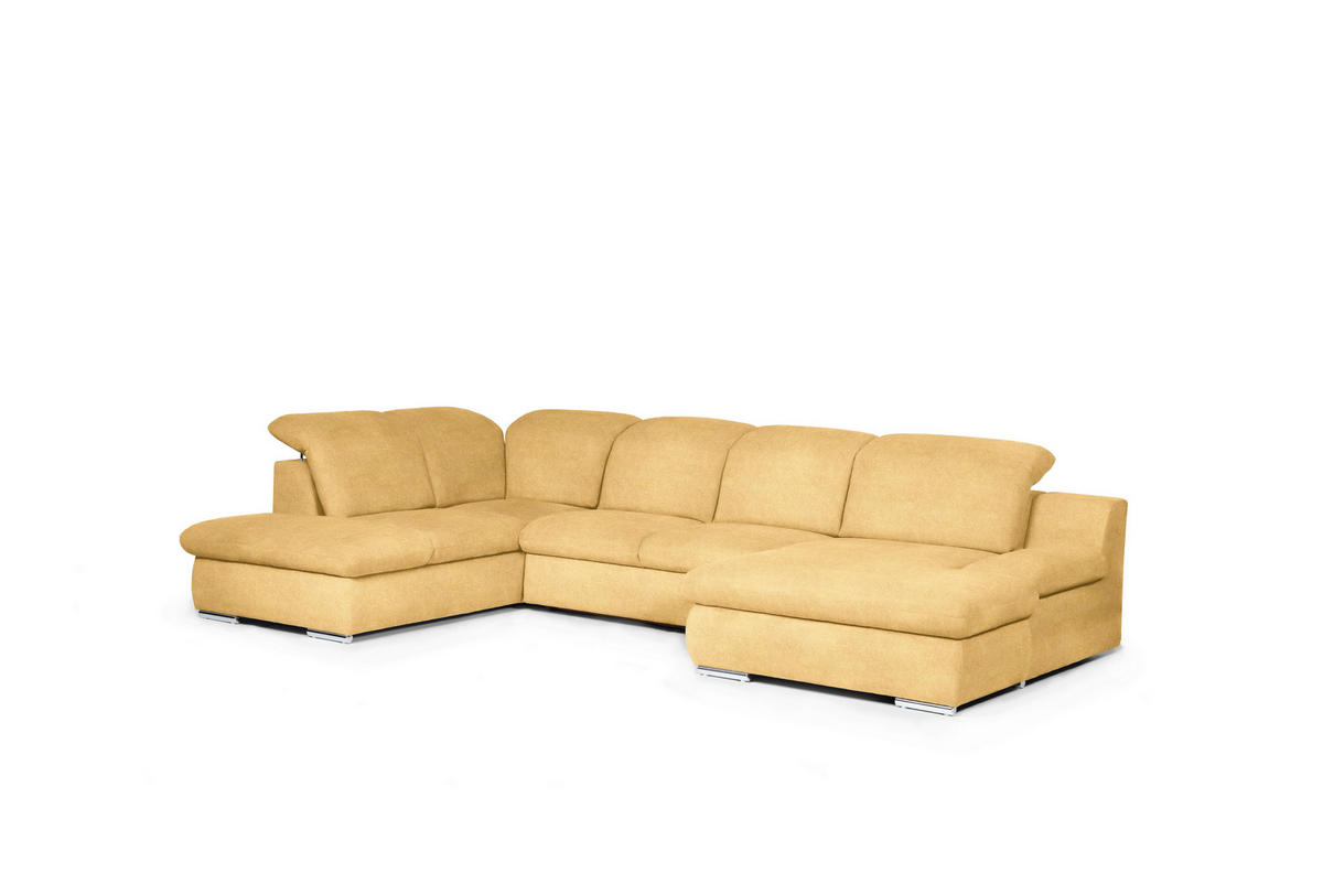 WOHNLANDSCHAFT in Chenille Gelb  - Chromfarben/Gelb, Design, Textil/Metall (212/353/165cm) - Livetastic