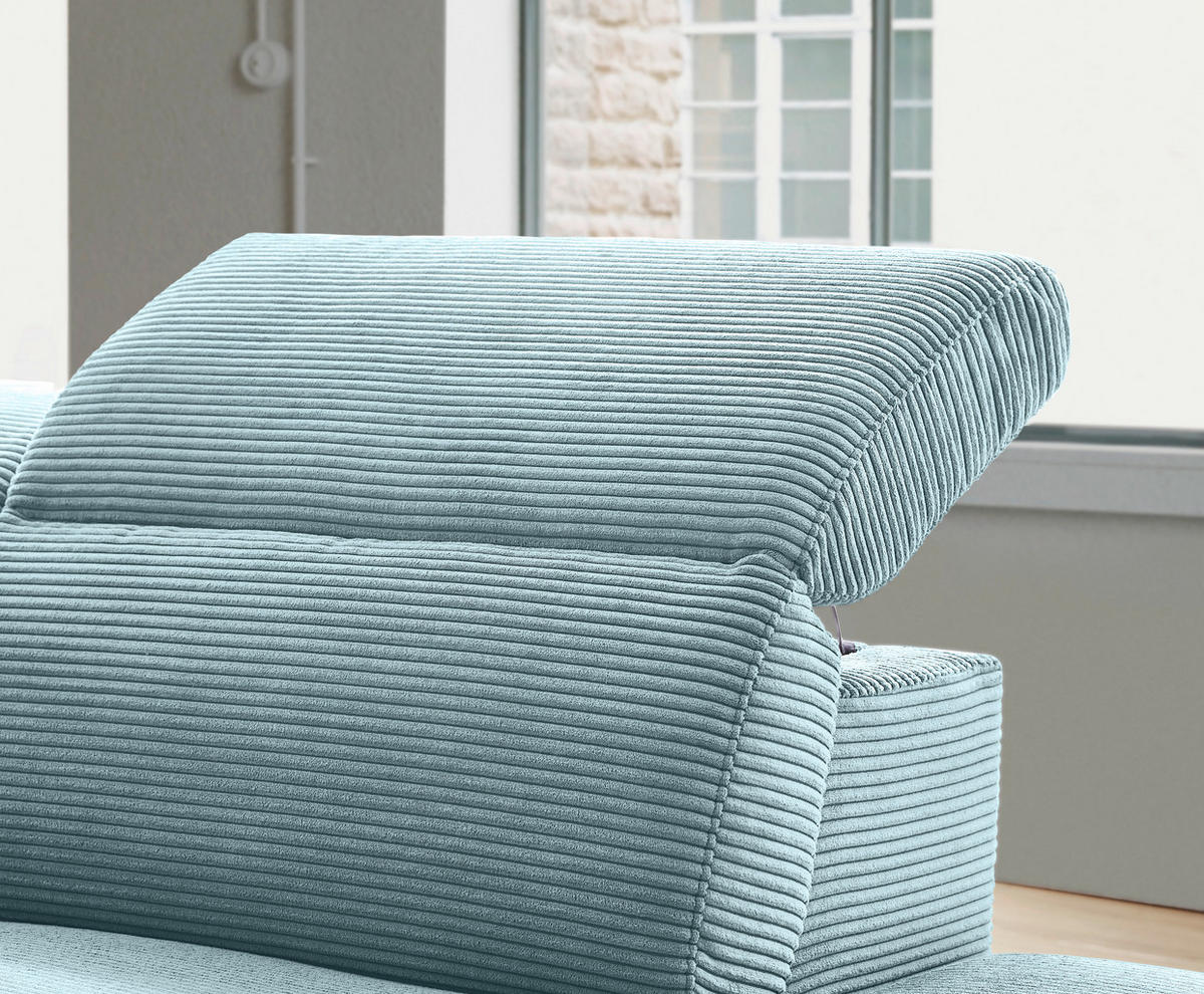ECKSOFA in Cord Hellblau  - Schwarz/Hellblau, Design, Textil (290/223cm) - Pure Home Lifestyle