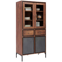 VITRINE in Hartholz Akazie Grau, Braun  - Braun/Grau, MODERN, Holz/Stein (88/182/45cm) - Livetastic