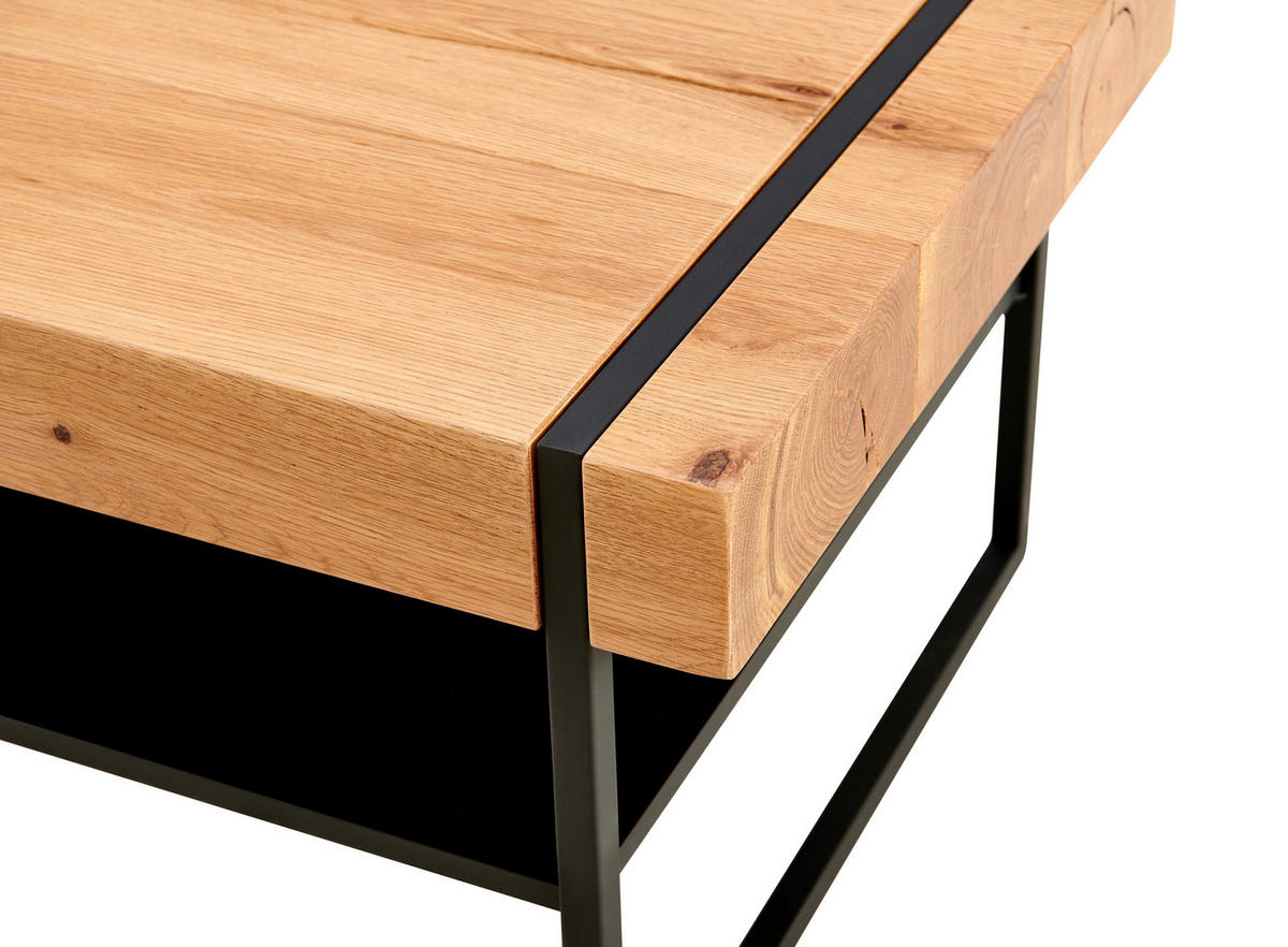 KLUBSKA MIZA, naravne barve, črna  - črna/naravne barve, Design, kovina/les (110/45/59cm) - Livetastic