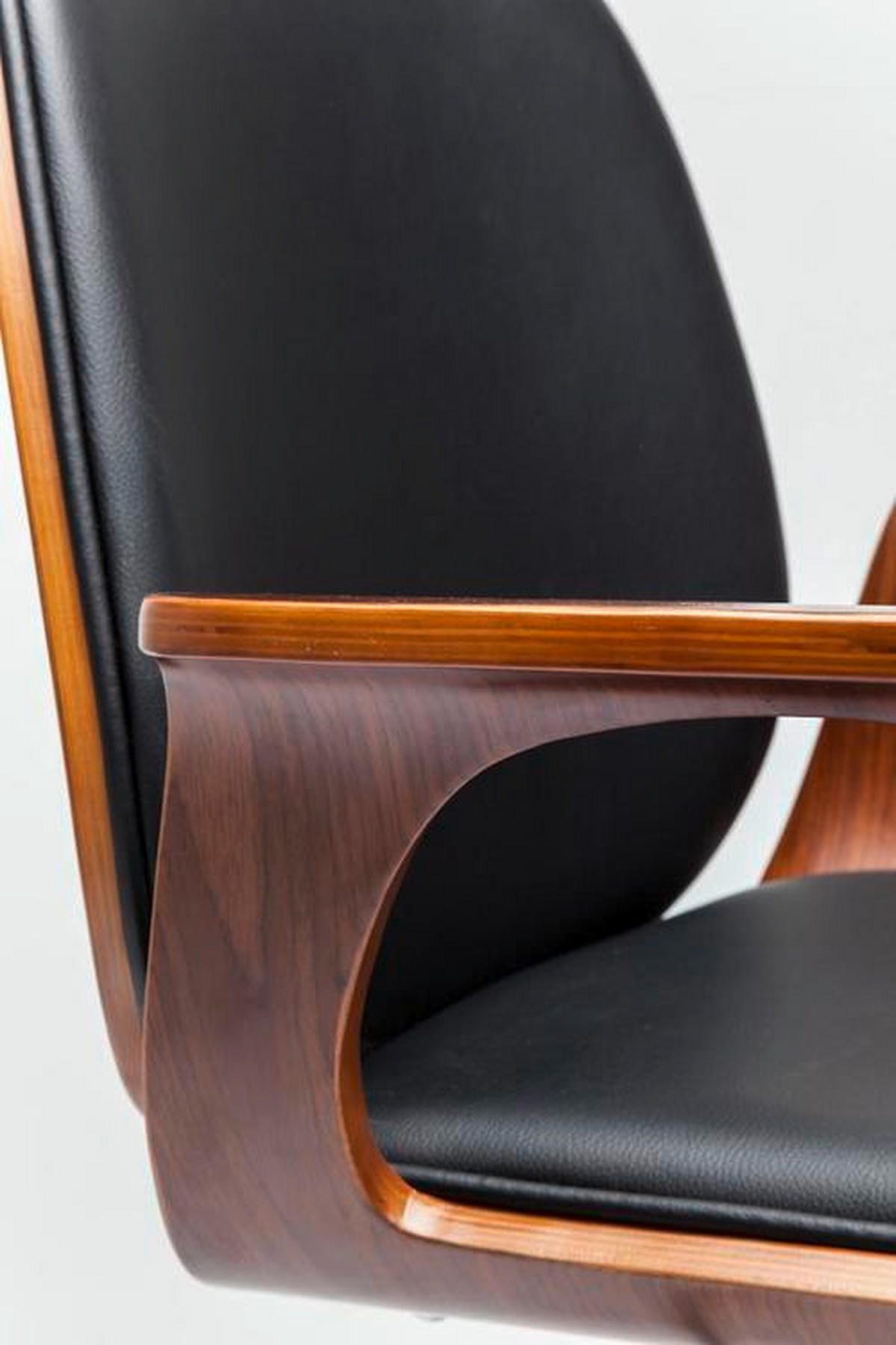 OTOČNÁ ŽIDLE, vzhled kůže, černá, barvy ořechu - černá/barvy chromu, Trend, dřevo/textil (66,5/101/56cm) - Kare-Design