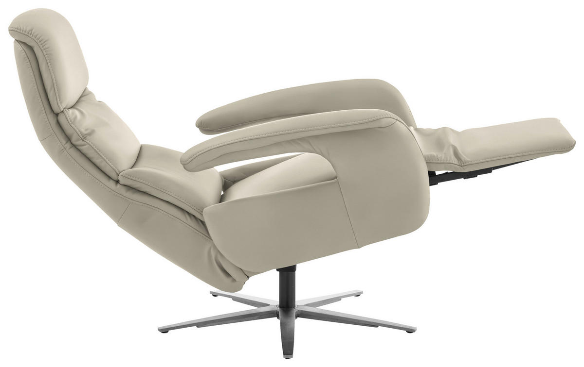 RELAXSESSEL in Leder Ecru  - Ecru/Edelstahlfarben, Design, Leder/Metall (76/119/86cm) - Dieter Knoll