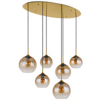 HÄNGELEUCHTE 97,5/40/150 cm    - Klar/Messingfarben, Design, Glas/Metall (97,5/40/150cm) - Globo