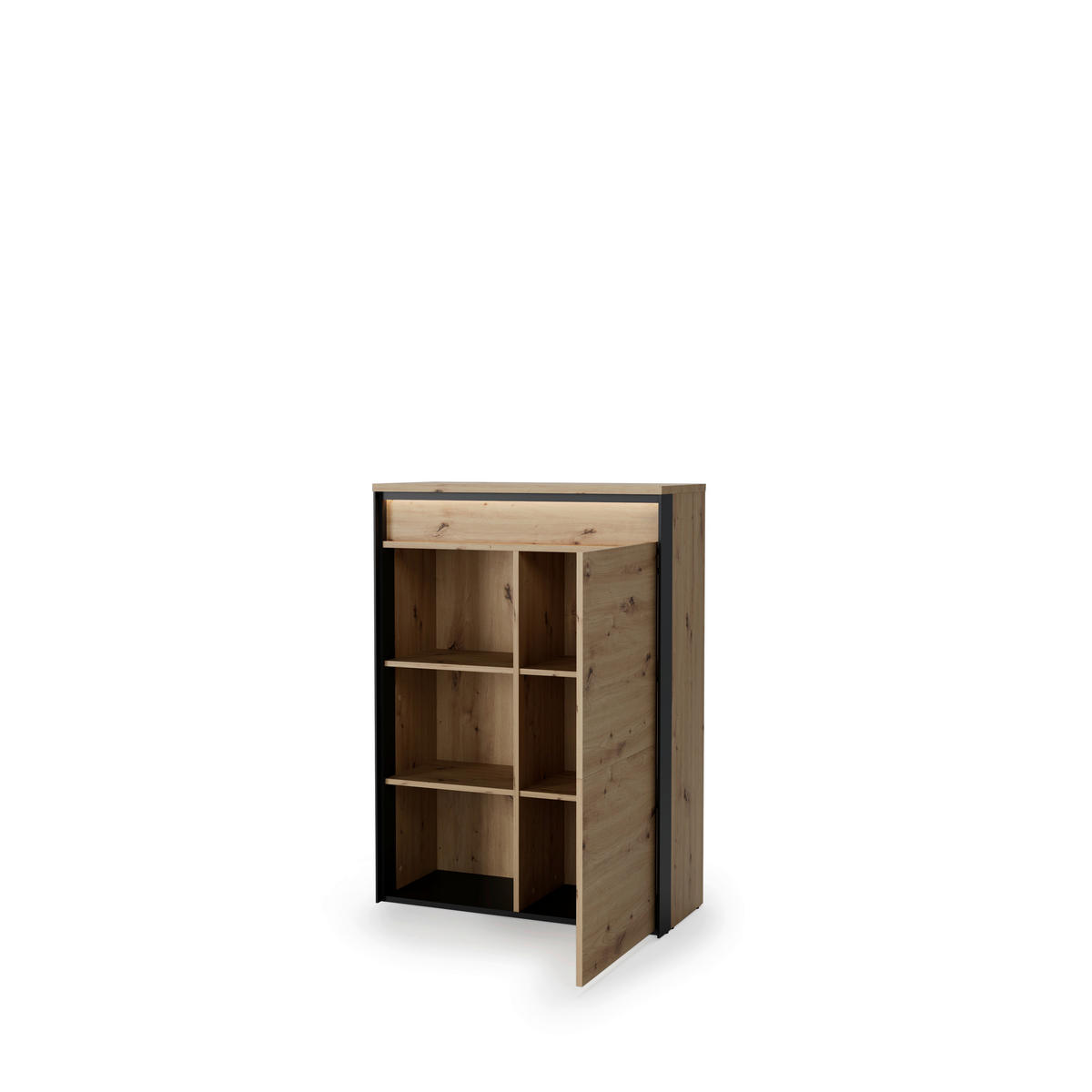 HIGHBOARD EDRA OFFICE 88/123/38 cm  - Schwarz/Eiche Artisan, KONVENTIONELL, Holzwerkstoff/Kunststoff (88/123/38cm) - Hom`in