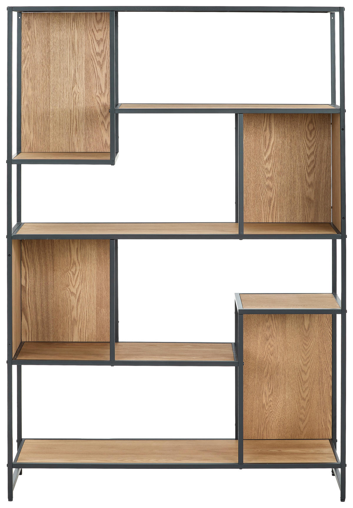 REGAL  110/160/35 cm Naturfarben, Schwarz  - Schwarz/Naturfarben, Design, Holz/Holzwerkstoff (110/160/35cm) - MID.YOU