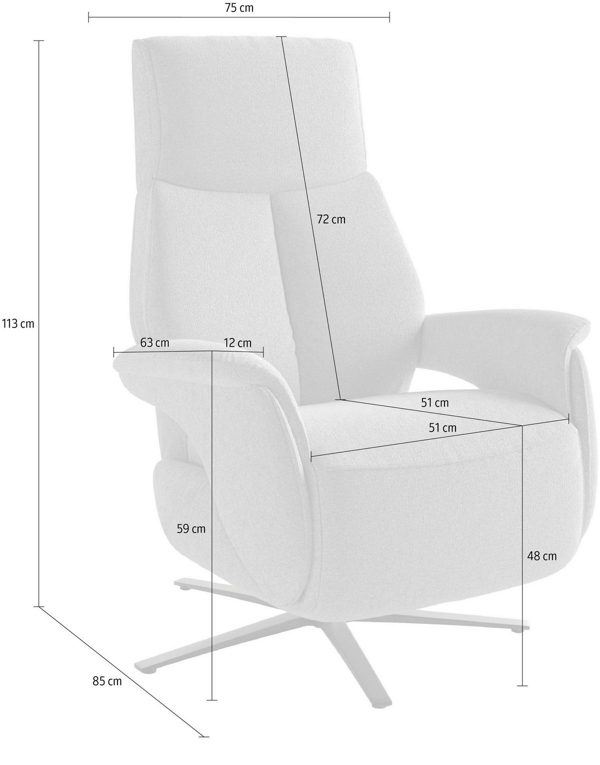 RELAXSESSEL TV LAZY E S1 Mikrofaser Kopfteilverstellung, Rücken echt    - Silberfarben/Grau, Basics, Textil/Metall (75/113/85cm) - Sit & More
