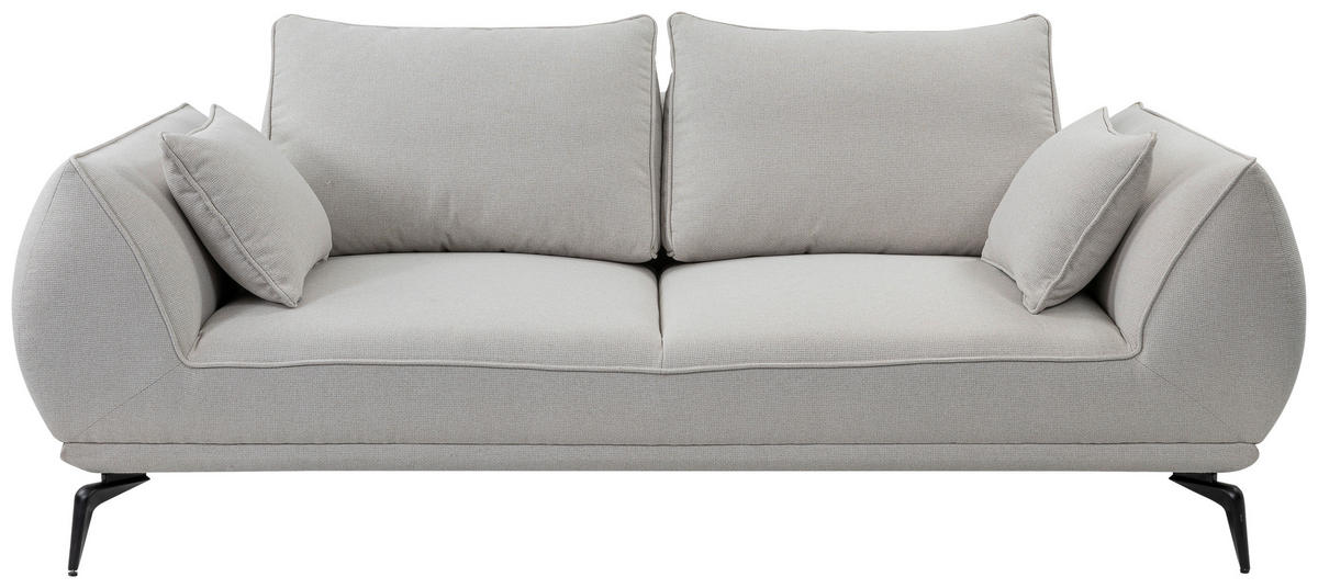 2-SITZER-SOFA in Webstoff Creme  - Creme/Schwarz, Modern, Textil/Metall (208/86/118cm) - MID.YOU