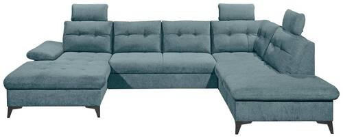 WOHNLANDSCHAFT Blau Webstoff  - Blau/Schwarz, KONVENTIONELL, Kunststoff/Textil (170/324/218cm) - Carryhome