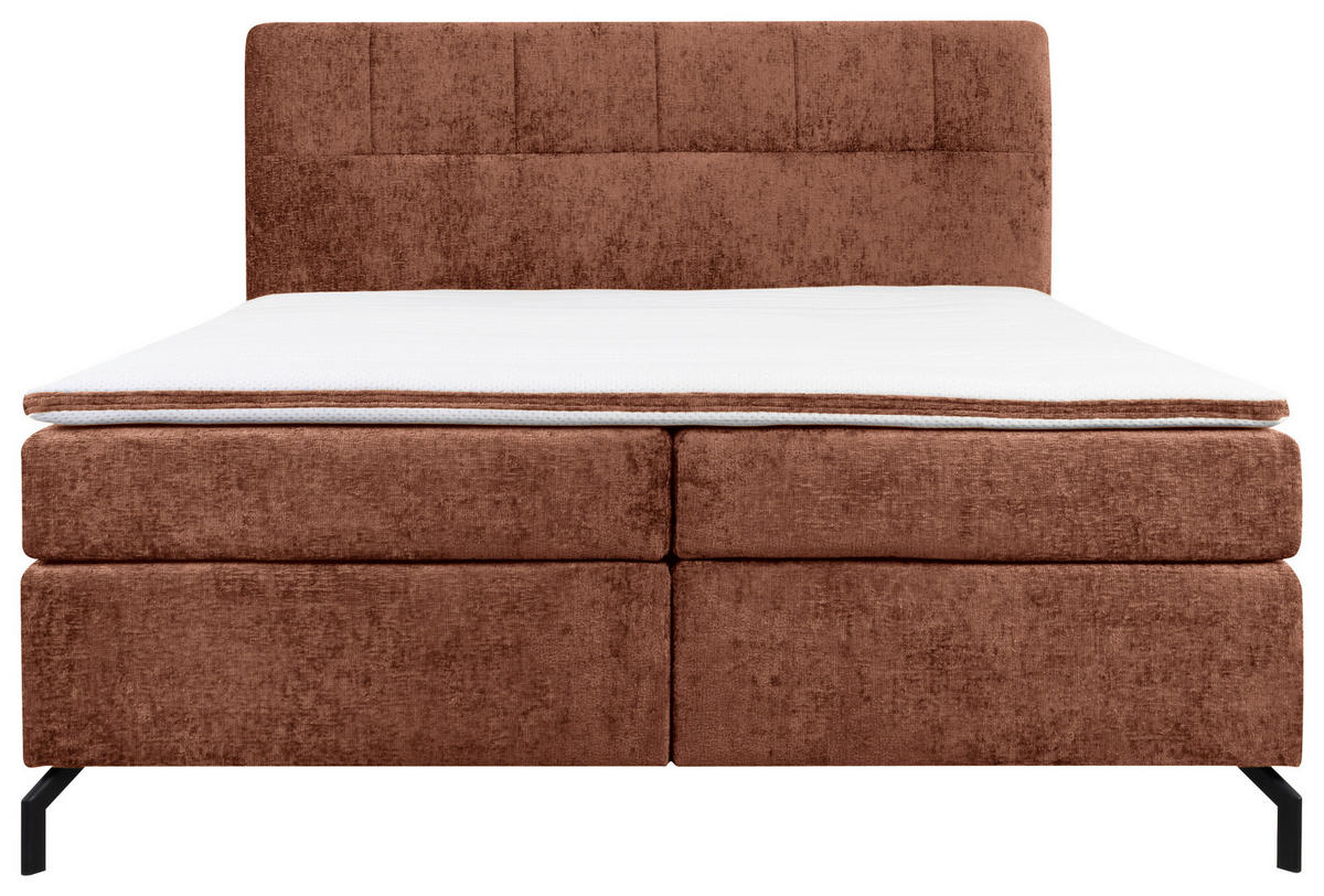 BOXSPRINGBETT 180/200 cm  in Rotbraun  - Rotbraun/Schwarz, Design, Textil/Metall (180/200cm) - Esposa