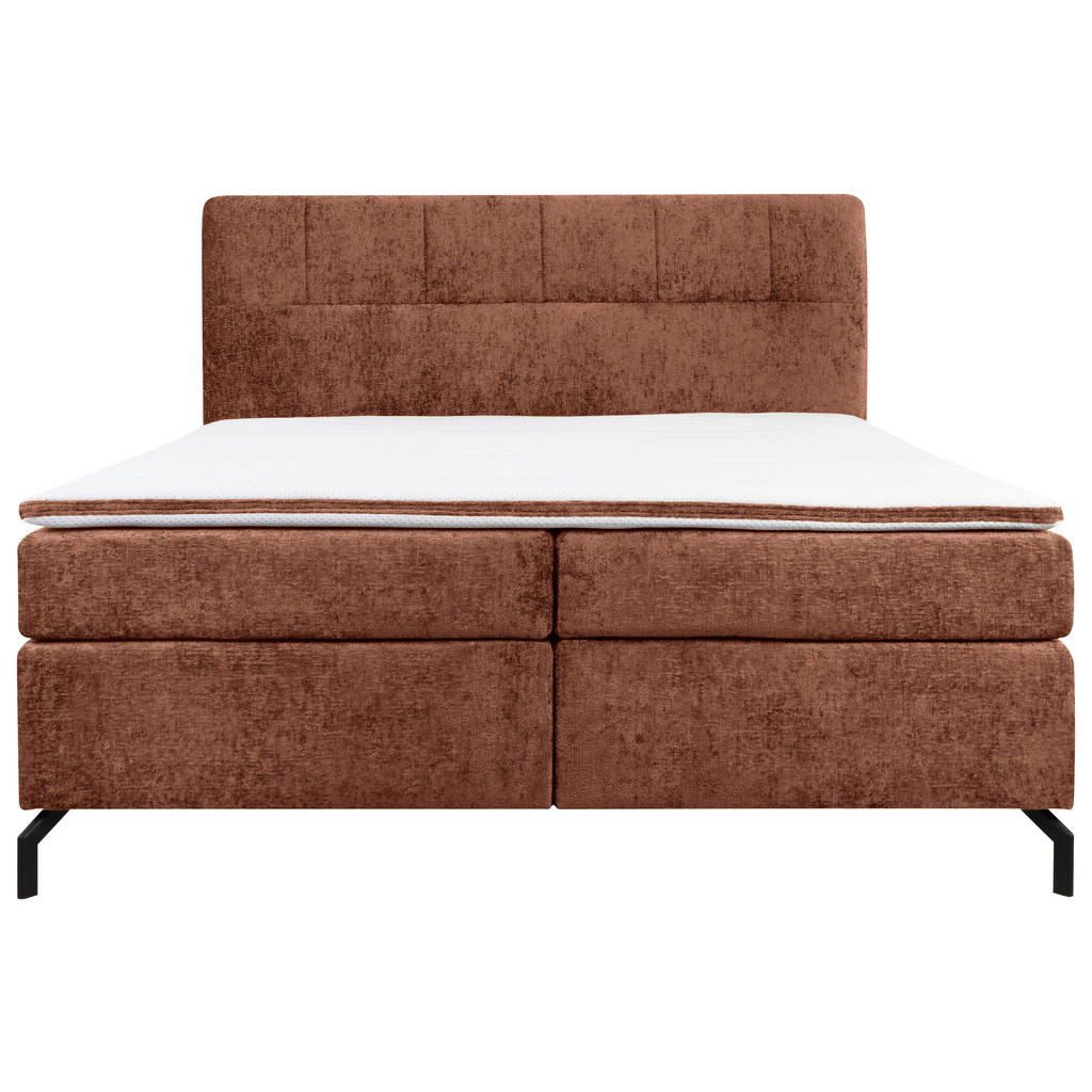 Thumbnail - Esposa Boxspringbett, Rotbraun, Textil, H3, Höhe ca. 17 cm, 180x200 cm, Stoffauswahl, Topper durchgehend, Matratze in ve...