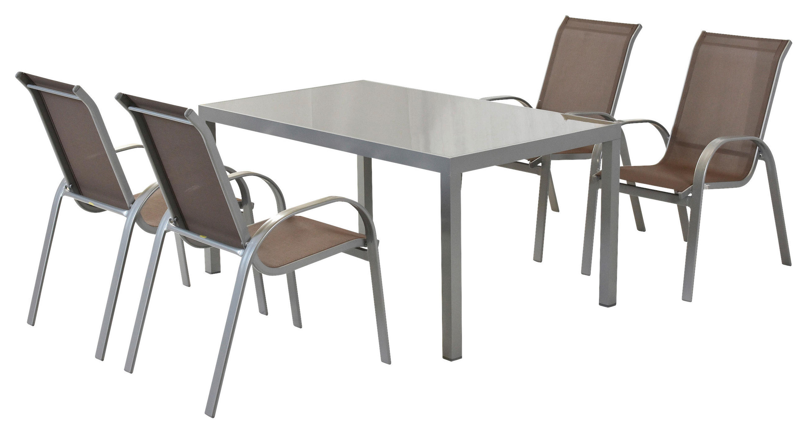 GARTENTISCHGRUPPE  - Taupe/Silberfarben, MODERN, Textil/Metall - Gardenson