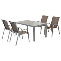 GARTENTISCHGRUPPE  - Taupe/Silberfarben, MODERN, Textil/Metall - Gardenson