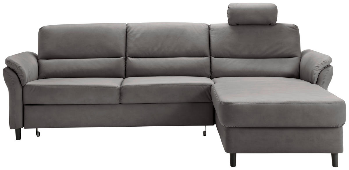 ECKSOFA Anthrazit Lederlook  - Anthrazit/Schwarz, MODERN, Holz/Textil (279/176cm) - Livetastic
