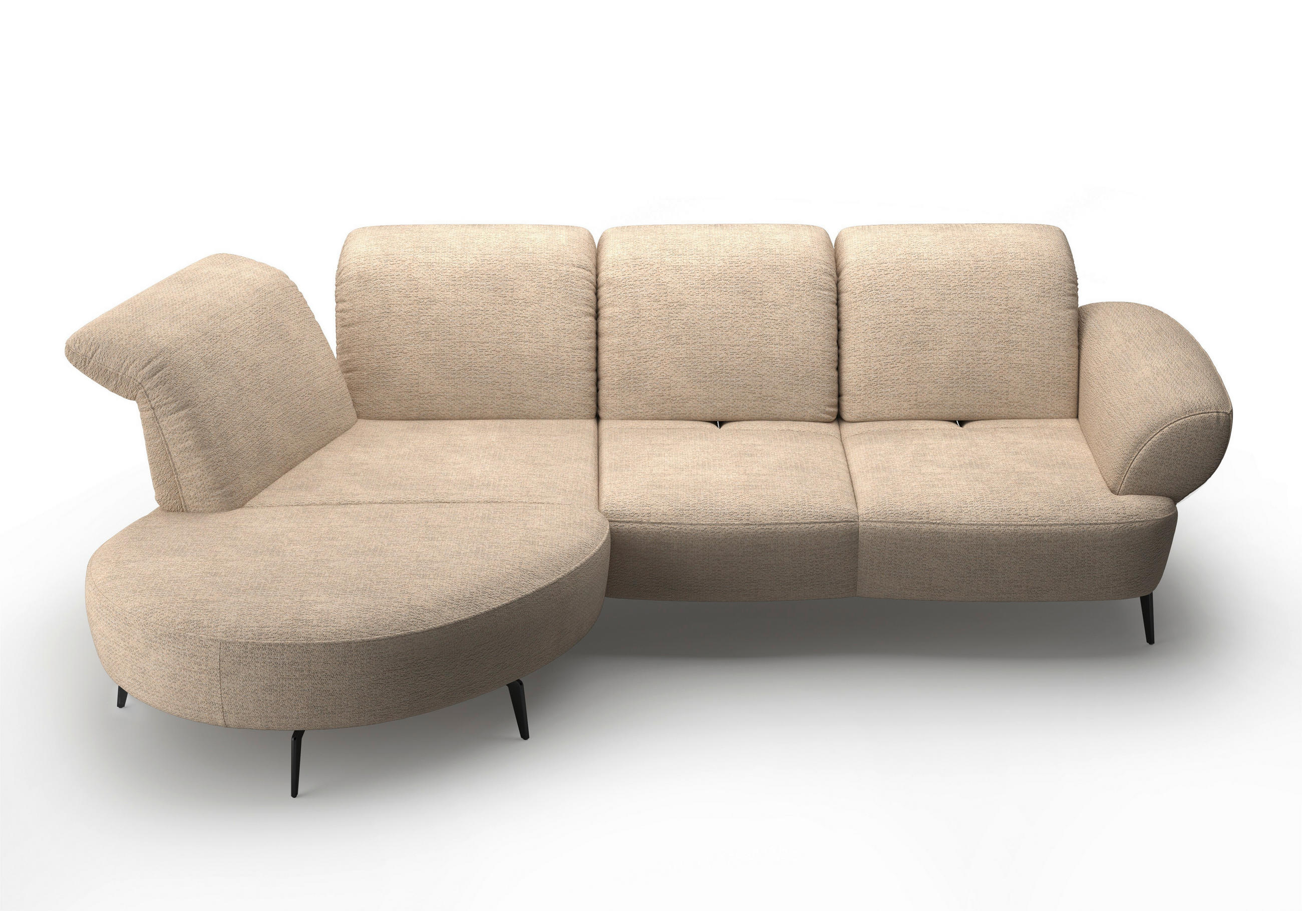ECKSOFA in Chenille Sandfarben - Sandfarben/Schwarz, Modern, Textil/Metall (208/313cm) - Sit & More