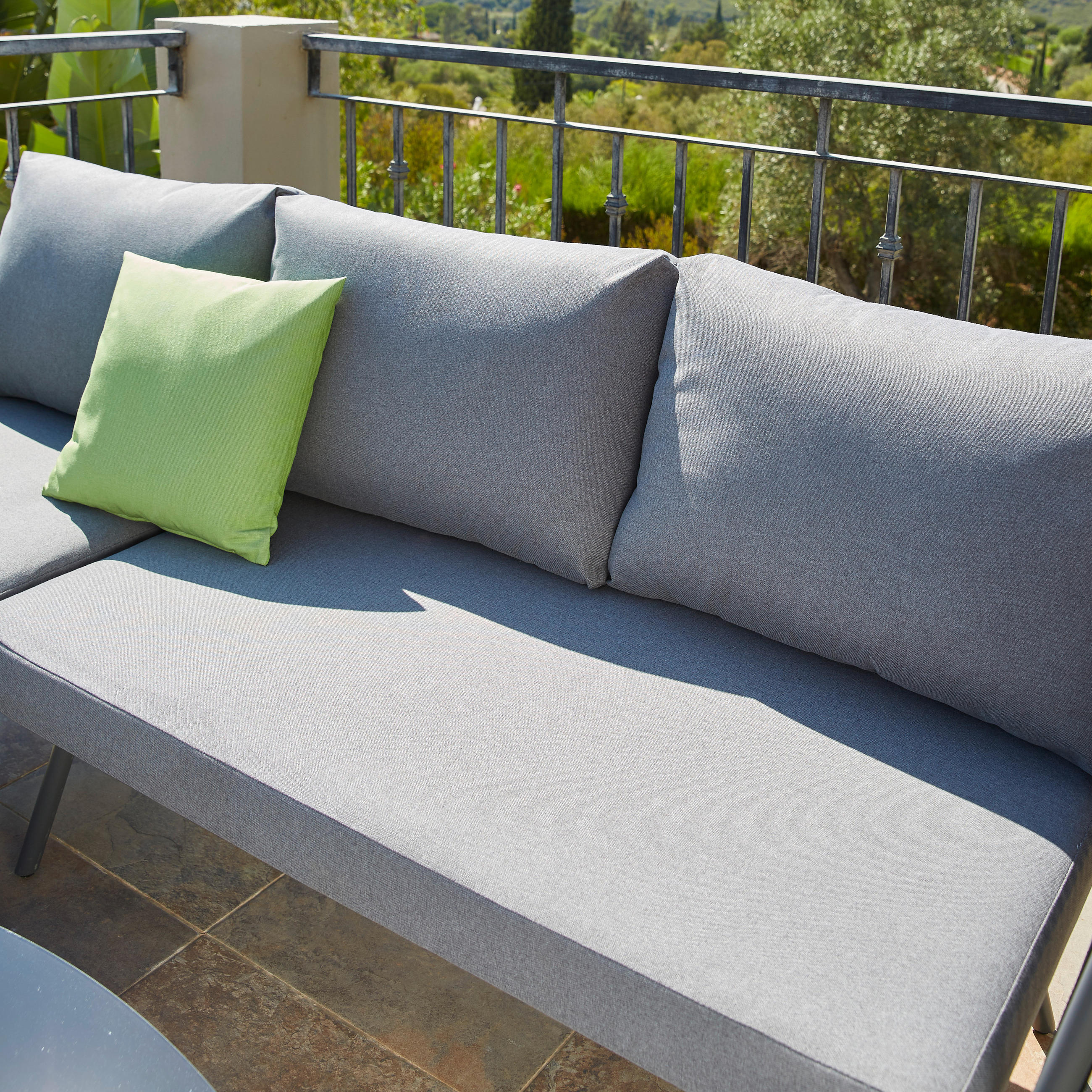 LOUNGEGARNITUR Grau Aluminium, Stahl - Grau, Design, Glas/Textil (134/213cm) - Ambia Garden