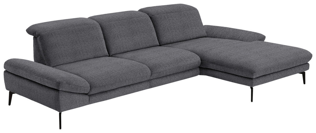 ECKSOFA in Chenille Anthrazit  - Anthrazit/Schwarz, Design, Textil/Metall (319/188cm) - Beldomo System