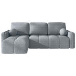 ECKSOFA Grau Flachgewebe Zierkissen, Rückenkissen, Bettkasten, Schlaffunktion, Rücken echt, Liegefläche im Originalstoff  - Schwarz/Grau, MODERN, Kunststoff/Textil (142/240cm) - Carryhome