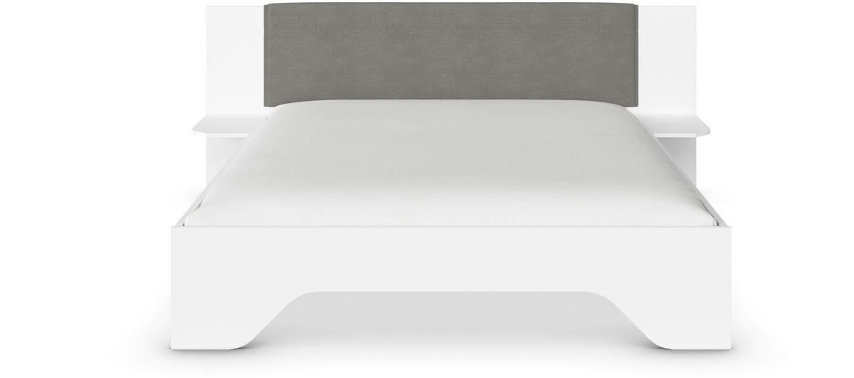 BETTANLAGE 180/200 cm  in Weiss, Dunkelgrau   - Weiss/Dunkelgrau, Design, Holzwerkstoff/Textil (180/200cm) - Boxxx