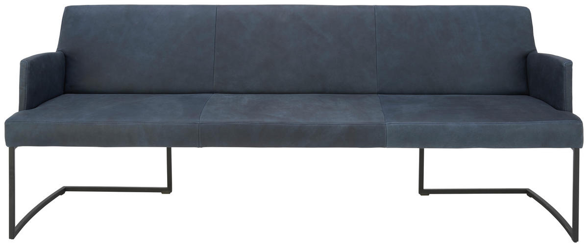 SITZBANK 218/87/66 cm Echtleder Schwarz, Dunkelblau Metall  - Schwarz/Dunkelblau, Design, Leder/Metall (218/87/66cm) - Joop!