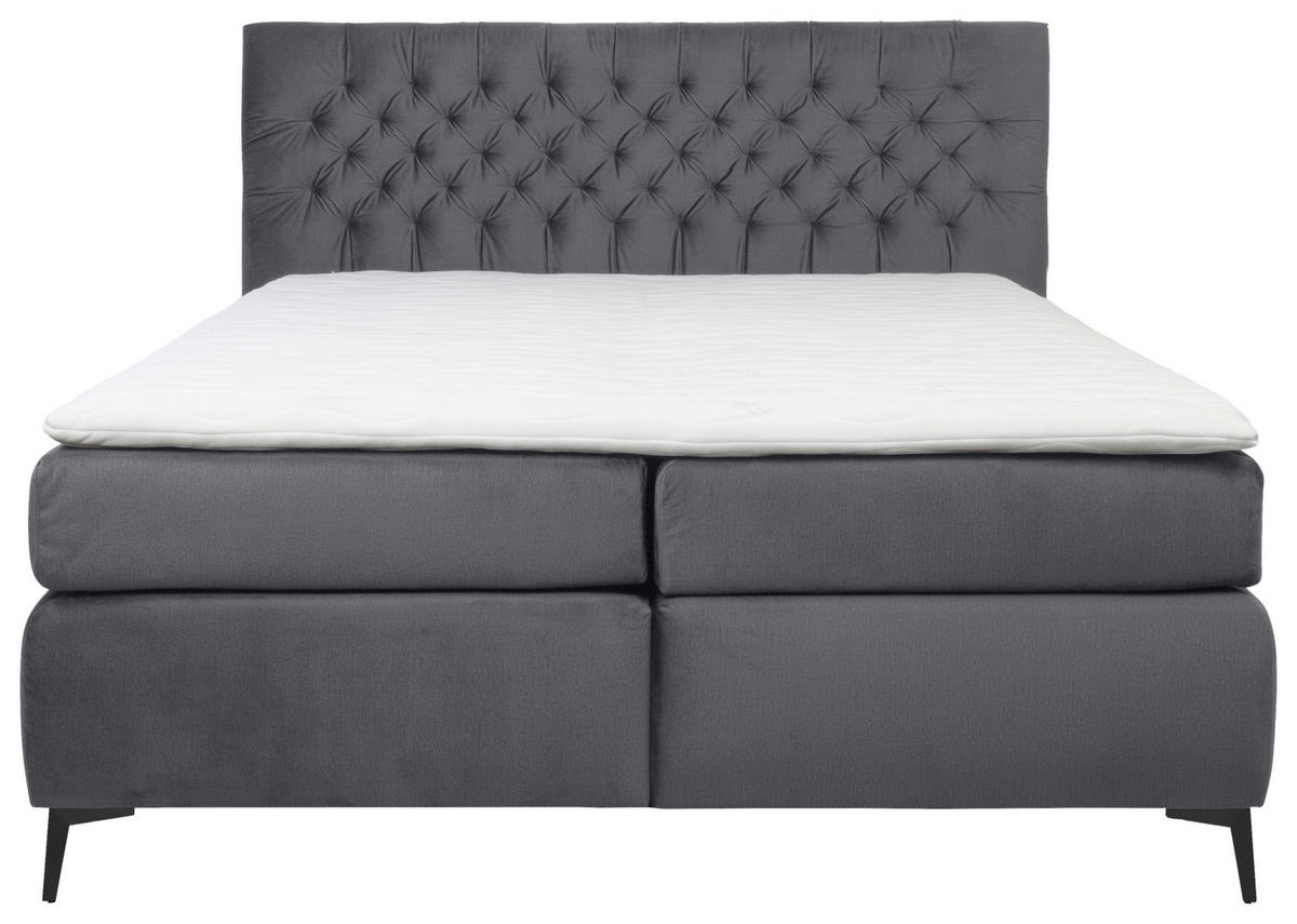 BOXSPRINGBETT 160/200 cm  in Grau  - Schwarz/Grau, Design, Textil/Metall (160/200cm) - Esposa