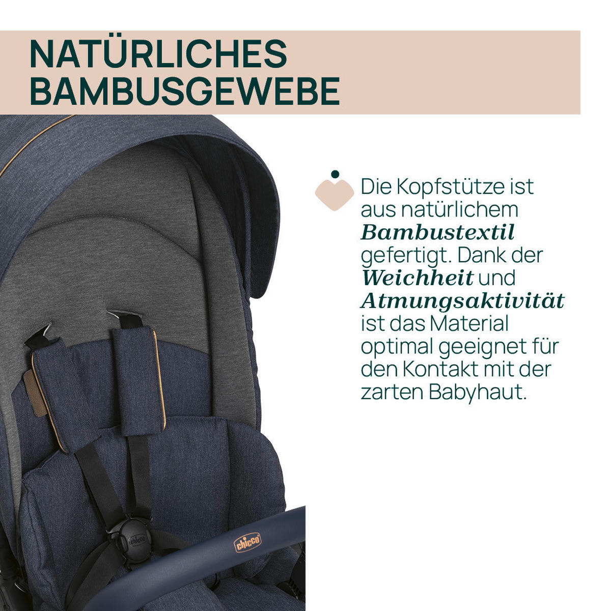 BUGGY One4ever Lounge  - Blau, Basics, Textil/Metall (51/99-109/78cm) - Chicco