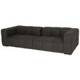 BIGSOFA  in Flachgewebe, Leinenoptik Dunkelbraun  - Dunkelbraun/Schwarz, Design, Textil/Metall (262/66/113cm) - Belluti