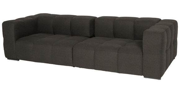 BIGSOFA  in Flachgewebe, Leinenoptik Dunkelbraun  - Dunkelbraun/Schwarz, Design, Textil/Metall (262/66/113cm) - Belluti