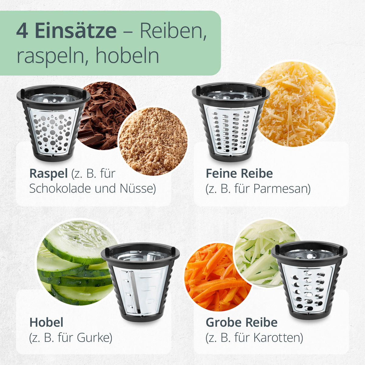 ALLZWECKREIBE elektrische Reibe  - Schwarz, Basics, Kunststoff/Metall (20,5/15/28,3cm) - ADE