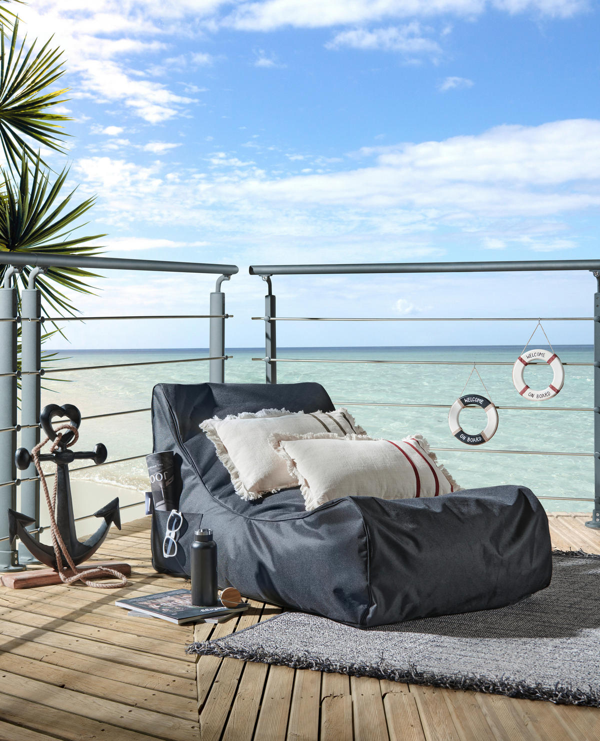 SACCOSÄCK FÖR UTOMHUSBRUK i  - svart, Basics, textil (120/70/65cm)