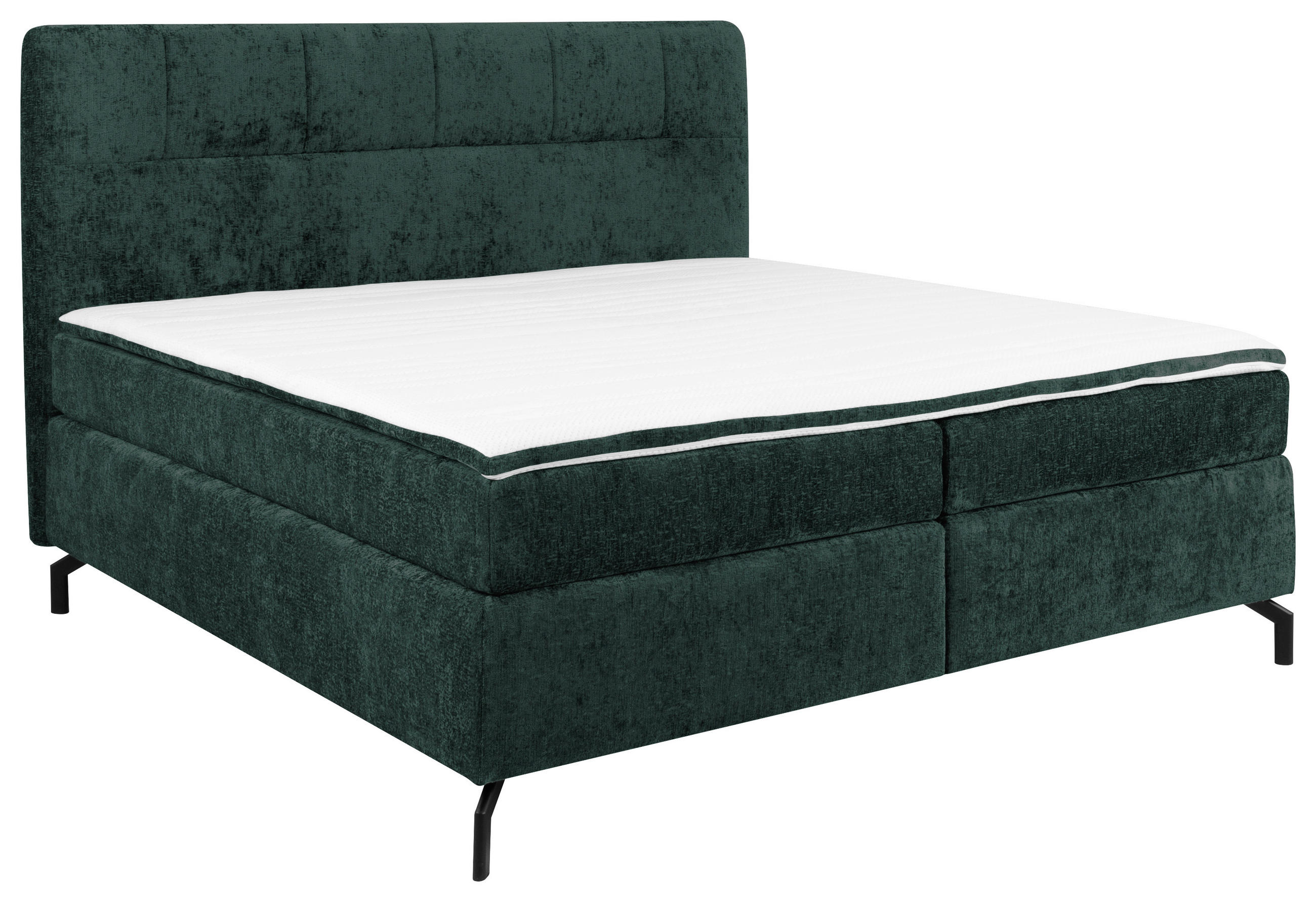 BOXSPRINGBETT 160/200 cm  in Dunkelgrün  - Dunkelgrün/Schwarz, Design, Textil/Metall (160/200cm) - Esposa