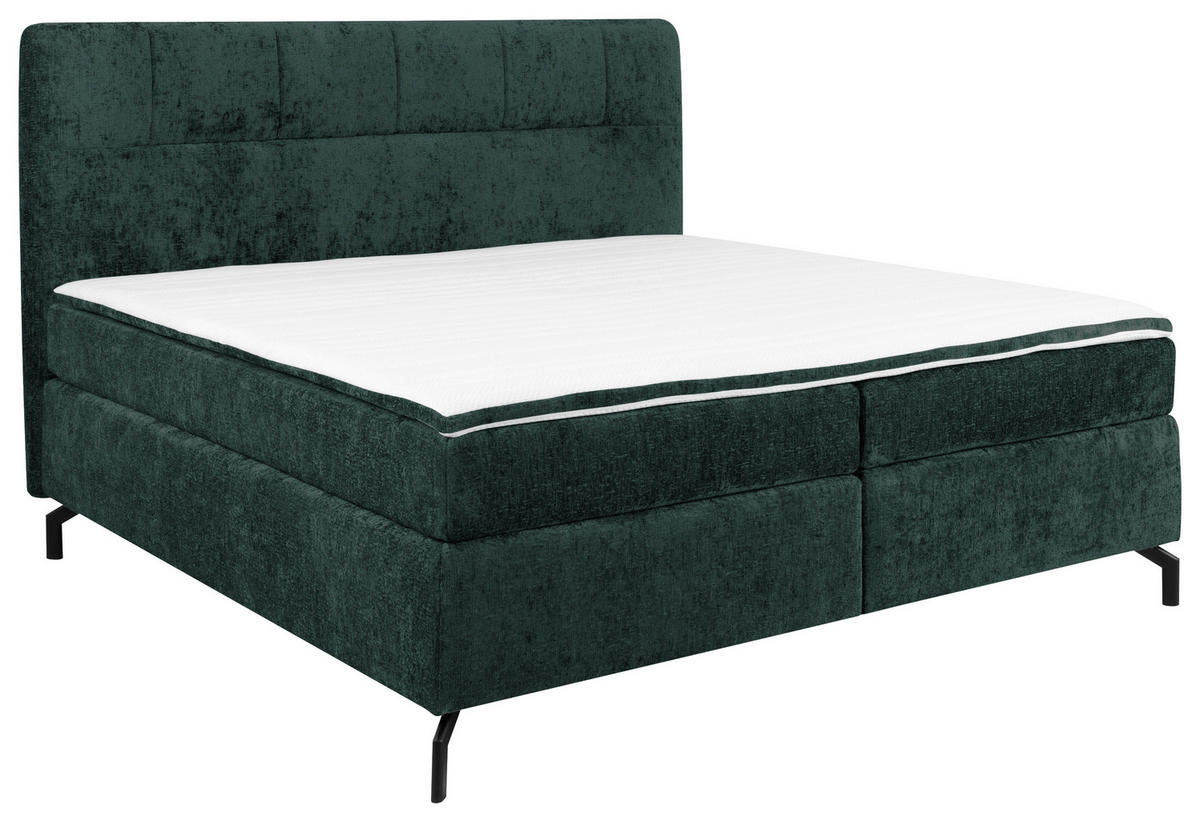 BOXSPRINGBETT 160/200 cm  in Dunkelgrün  - Dunkelgrün/Schwarz, Design, Textil/Metall (160/200cm) - Esposa