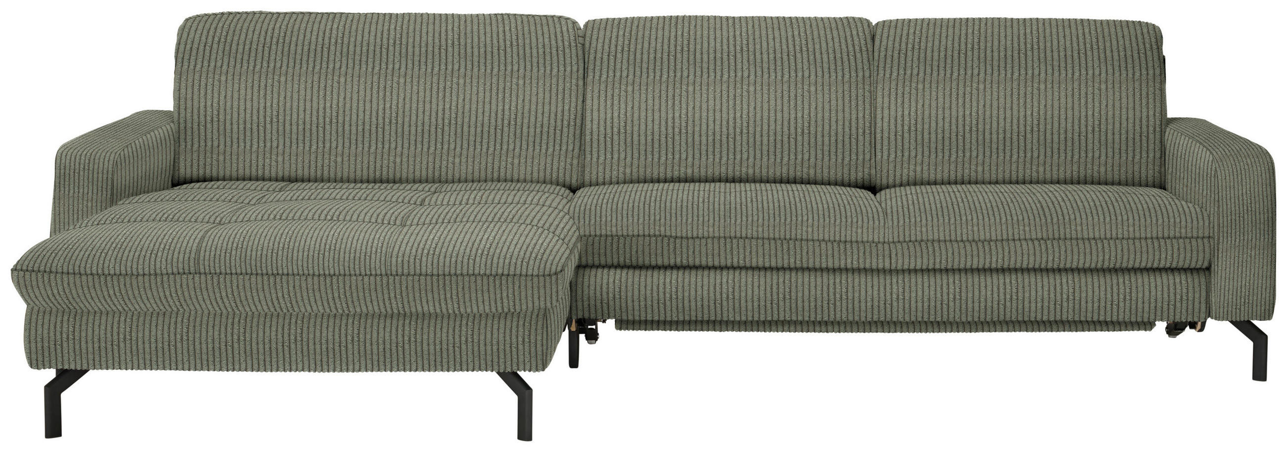 ECKSOFA in Cord Grün  - Schwarz/Grün, Design, Textil/Metall (178/302cm) - Beldomo Style