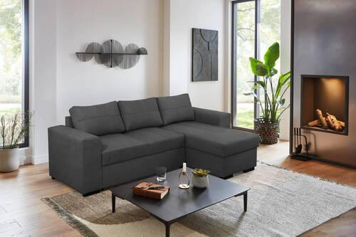 ROHOVÁ SEDAČKA, textil, antracitová - černá/antracitová, Konvenční, textil/plast (243/155cm) - Carryhome