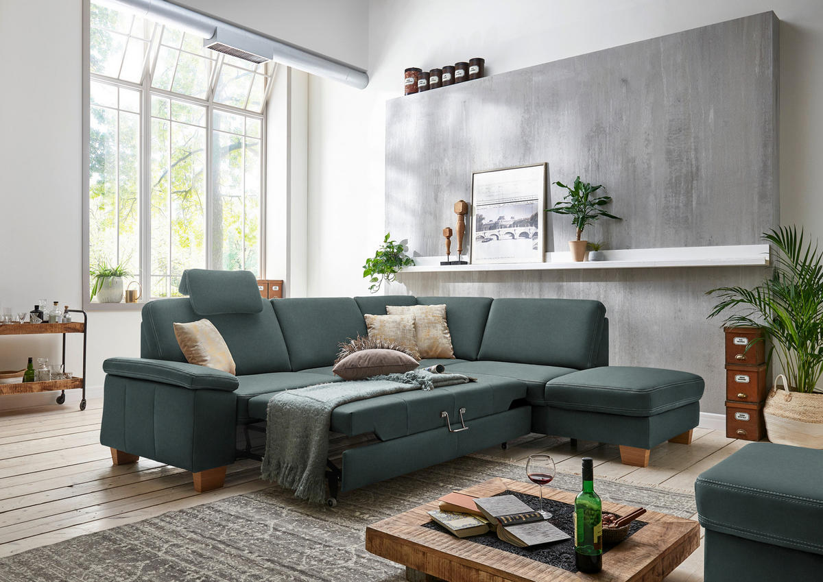 ECKSOFA Echtleder Opal  - Eichefarben/Beige, Konventionell, Leder/Holzwerkstoff (274/235cm) - Beldomo Premium