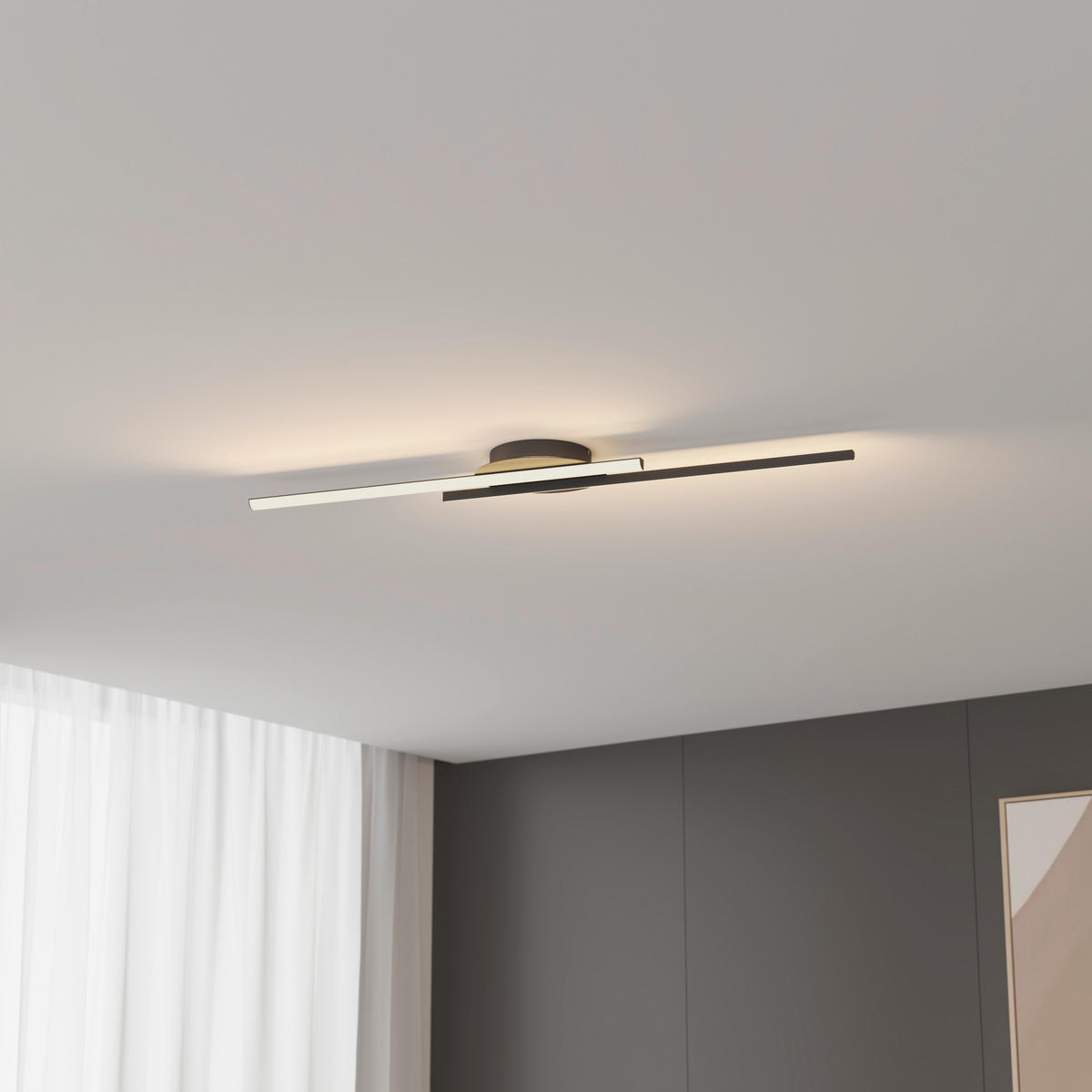 STROPNÍ LED SVÍTIDLO, 96/20/5,5 cm - černá, Basics, kov/plast (96/20/5,5cm) - Novel