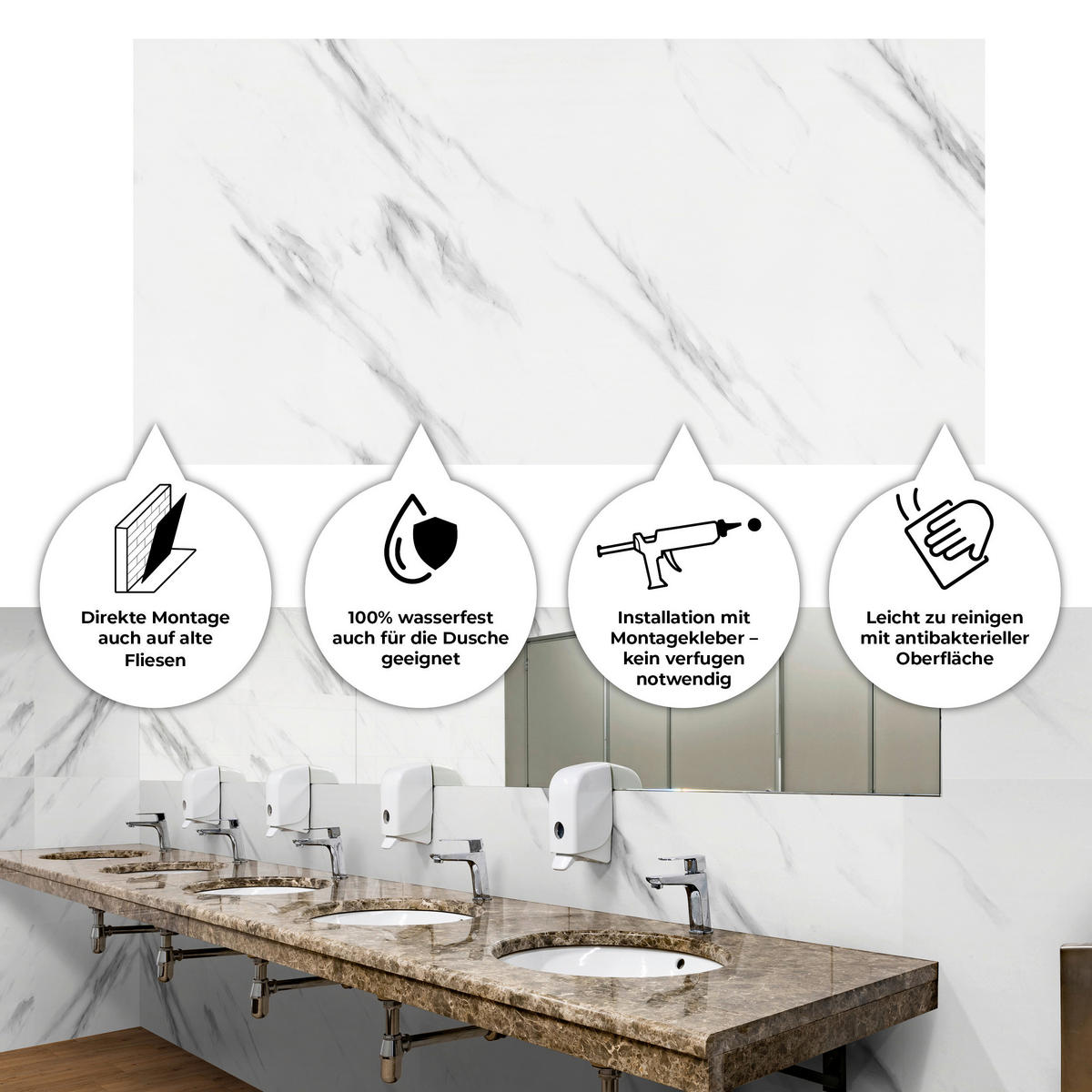 Vinyl für die Wand XL  - Weiß Hochglanz/Grau Hochglanz, MODERN, Kunststoff (120/60/0,37cm)