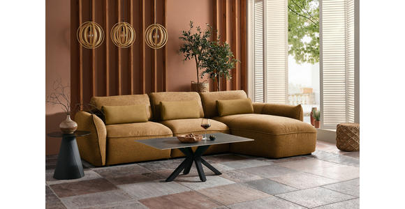 ECKSOFA  in Chenille Bronzefarben  340/190 cm  - Goldbraun/Schwarz, Design, Kunststoff/Textil (340/190cm) - Belluti