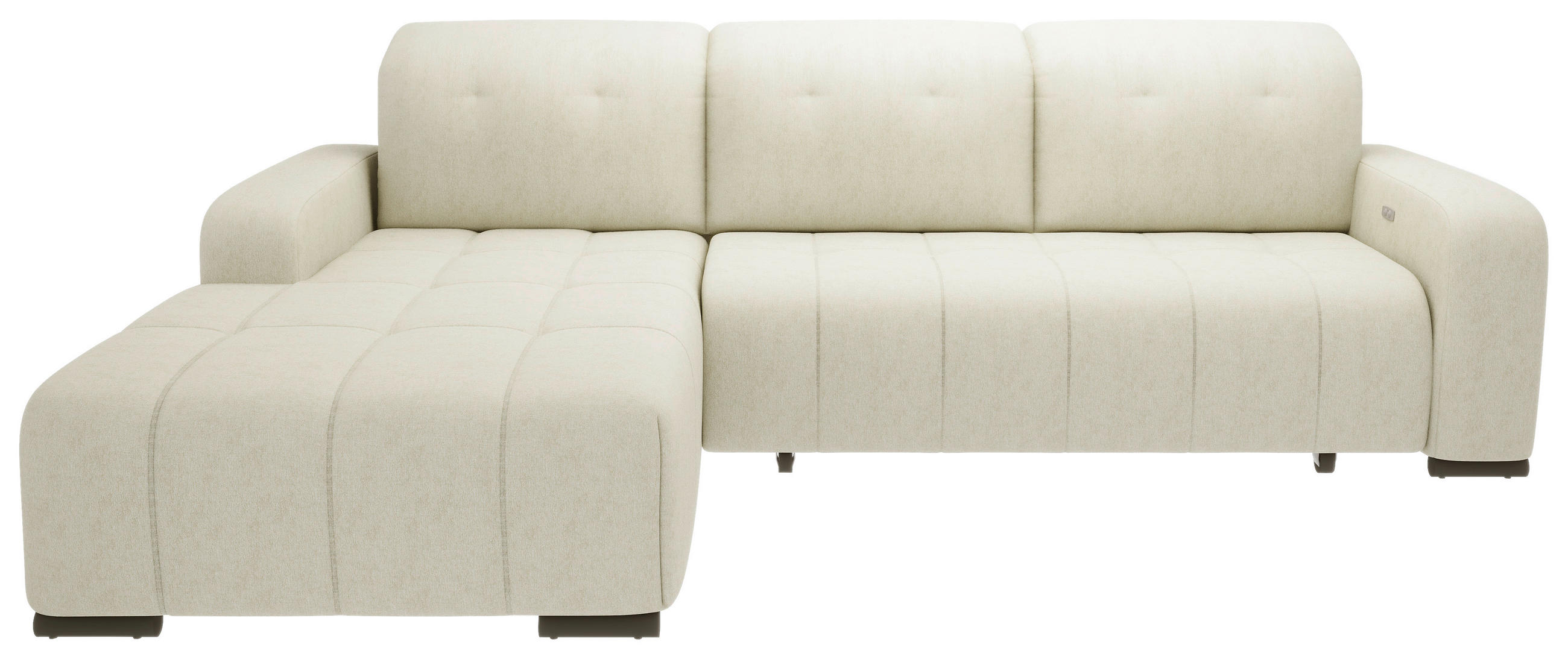 ECKSOFA in Mikrofaser Beige  292/185 cm  - Beige/Schwarz, MODERN, Textil/Metall (292/185cm) - Livetastic