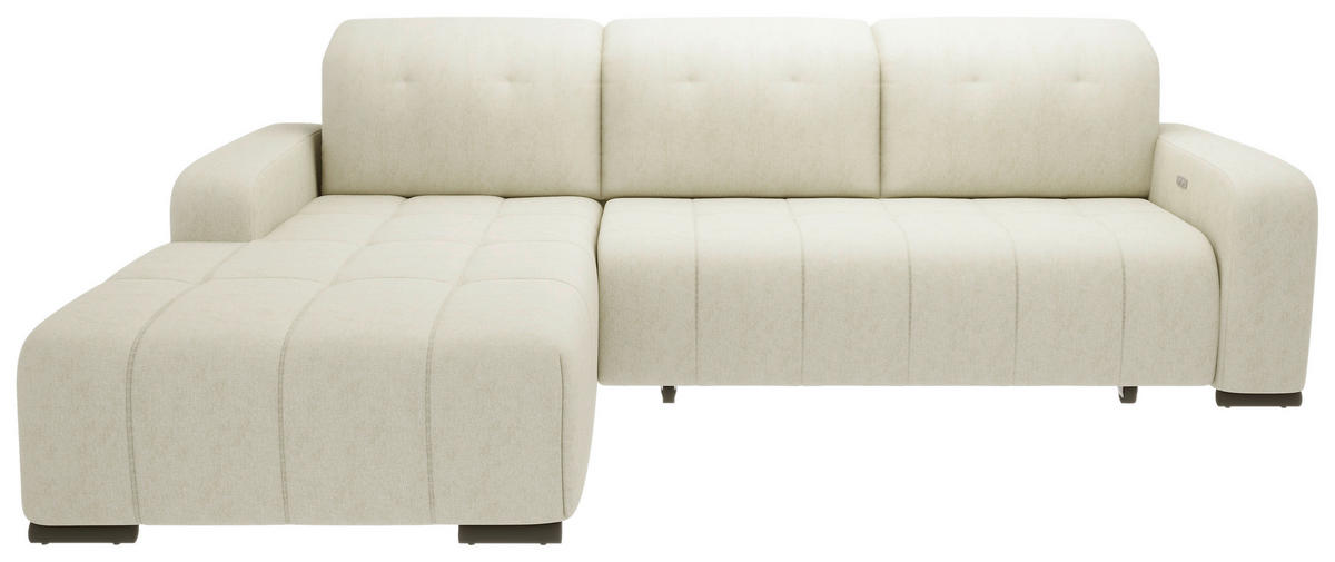 ECKSOFA in Mikrofaser Beige  292/185 cm  - Beige/Schwarz, MODERN, Textil/Metall (292/185cm) - Livetastic