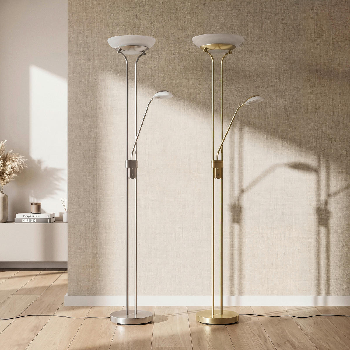 LED-DECKENFLUTER Orson 32,5/180 cm  - Alabasterfarben/Nickelfarben, Design, Glas/Metall (32,5/180cm) - Novel