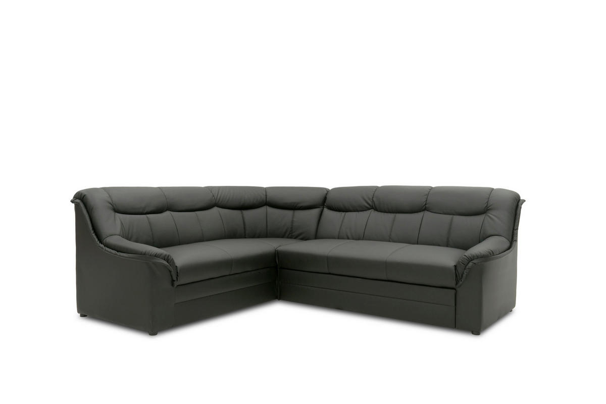 ECKSOFA BERLIN FK Schwarz Lederlook  - Schwarz, KONVENTIONELL, Kunststoff/Textil (205/250cm) - MID.YOU