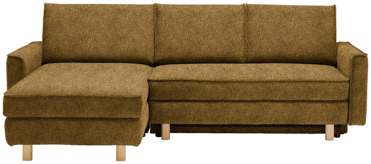 ECKSOFA  in Mikrovelours Senfgelb  170/237 cm  - Eichefarben/Senfgelb, KONVENTIONELL, Holz/Textil (170/237cm) - Sedda
