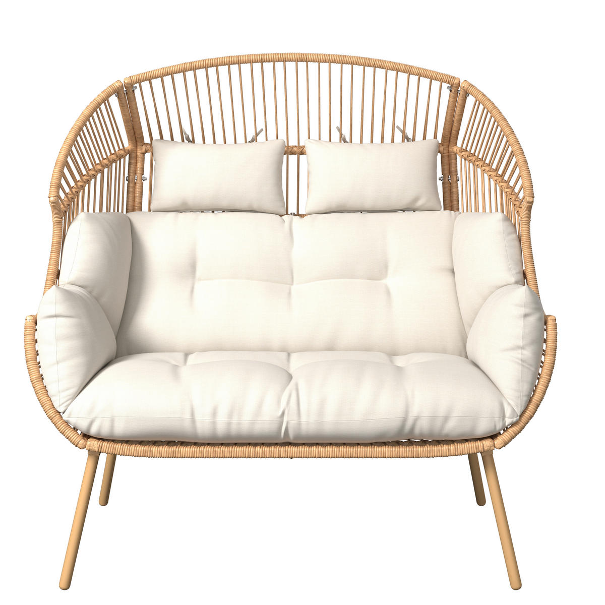 GARTENMUSCHEL 146/136/83 cm  - Beige/Naturfarben, Modern, Kunststoff/Textil (146/136/83cm) - Ambia Garden