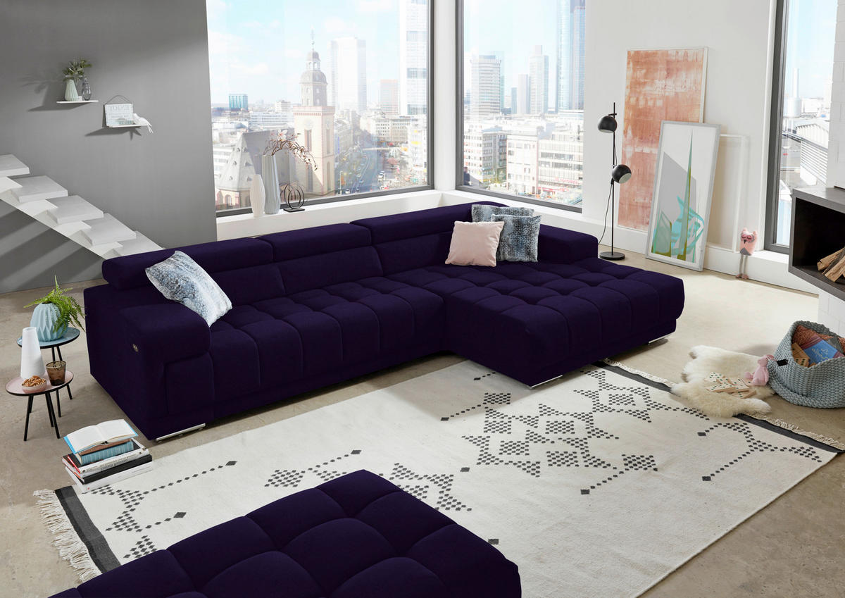 ECKSOFA  in Mikrofaser Violett  335/190 cm  - Silberfarben/Violett, Design, Textil/Metall (335/190cm) - Beldomo Speed