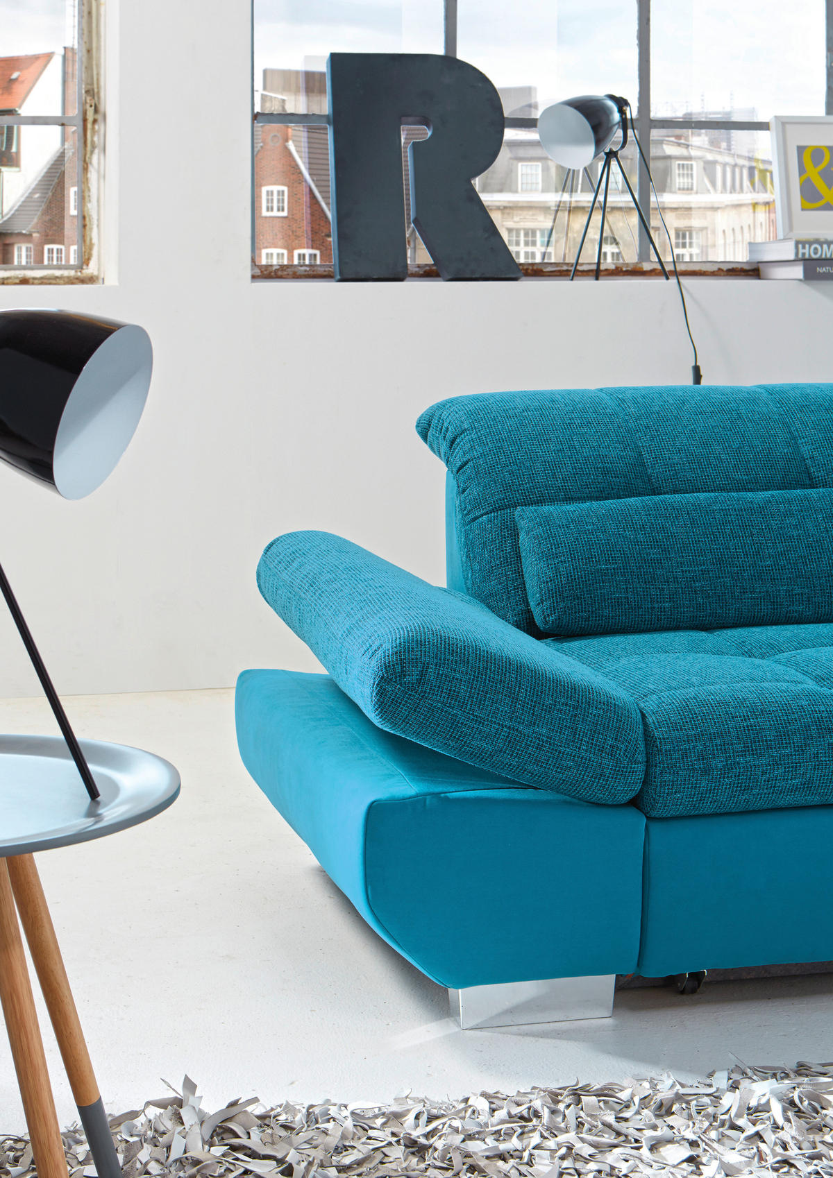 SJEDEĆA GARNITURA tekstil  tirkizna   - tirkizna/boje kroma, Design, tekstil/plastika (341/204cm) - Xora